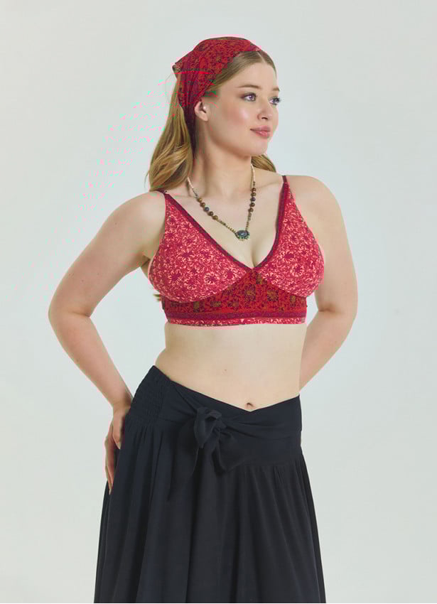 Lace Up Open Back Adjustable Red Plus Size Blouse 4660